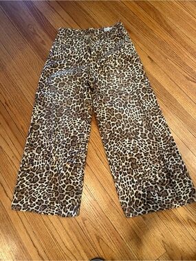 GAP Leopard Print Boot Flare Pants - Brown, Black, Cream